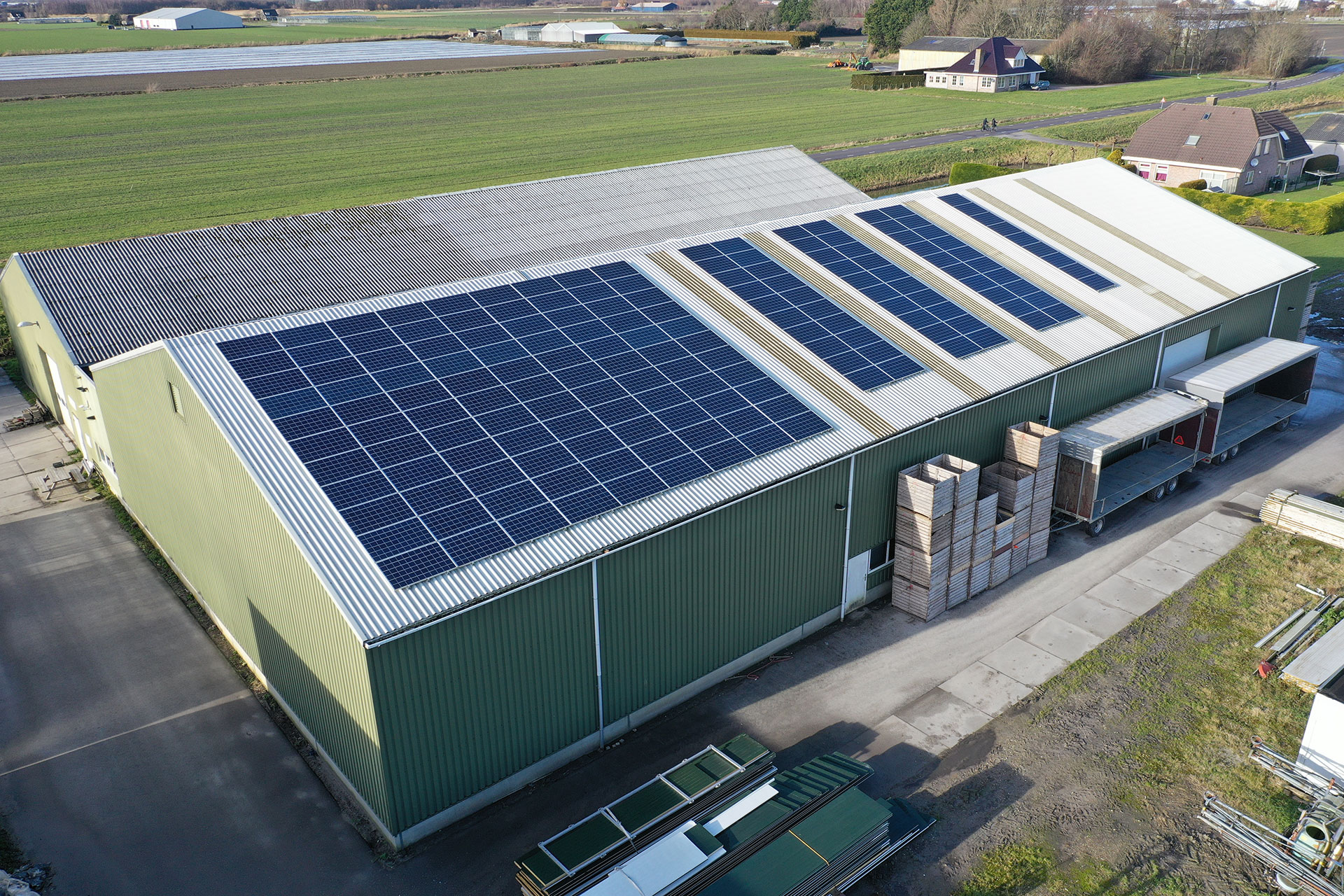 Large-scale solar installation on a manufacturing facility roof