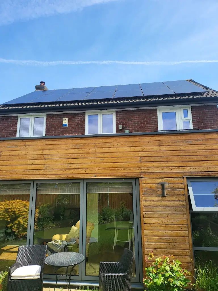 Solar panels installed on a pitched slate roof in the Liverpool area