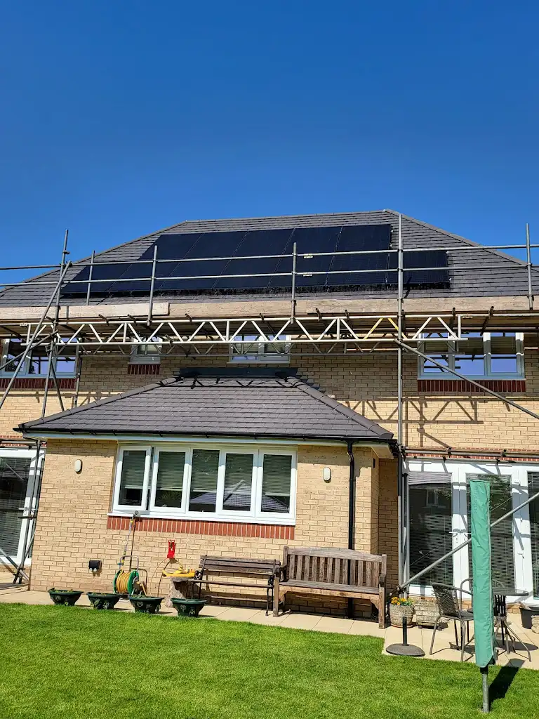 Solar panels powering a warehouse
